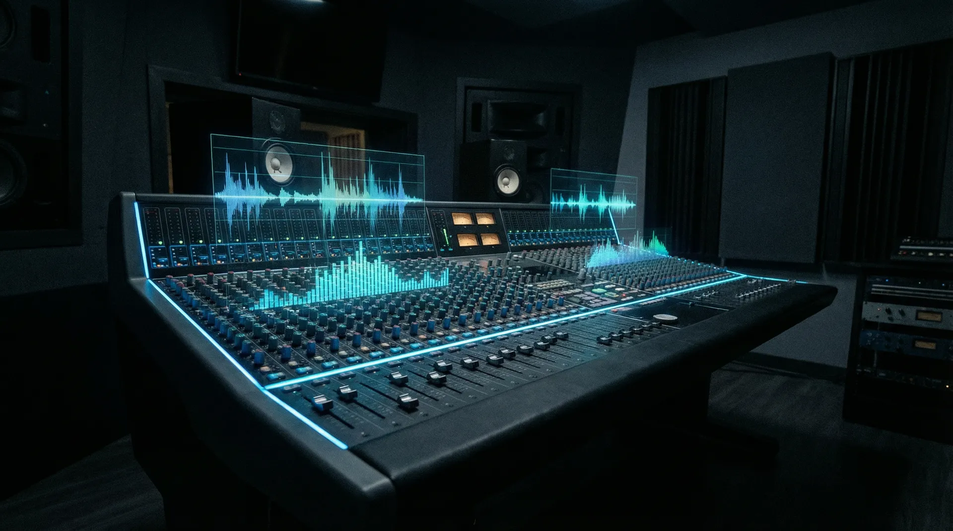 男同视频 专业录音棚混音台与频谱可视化